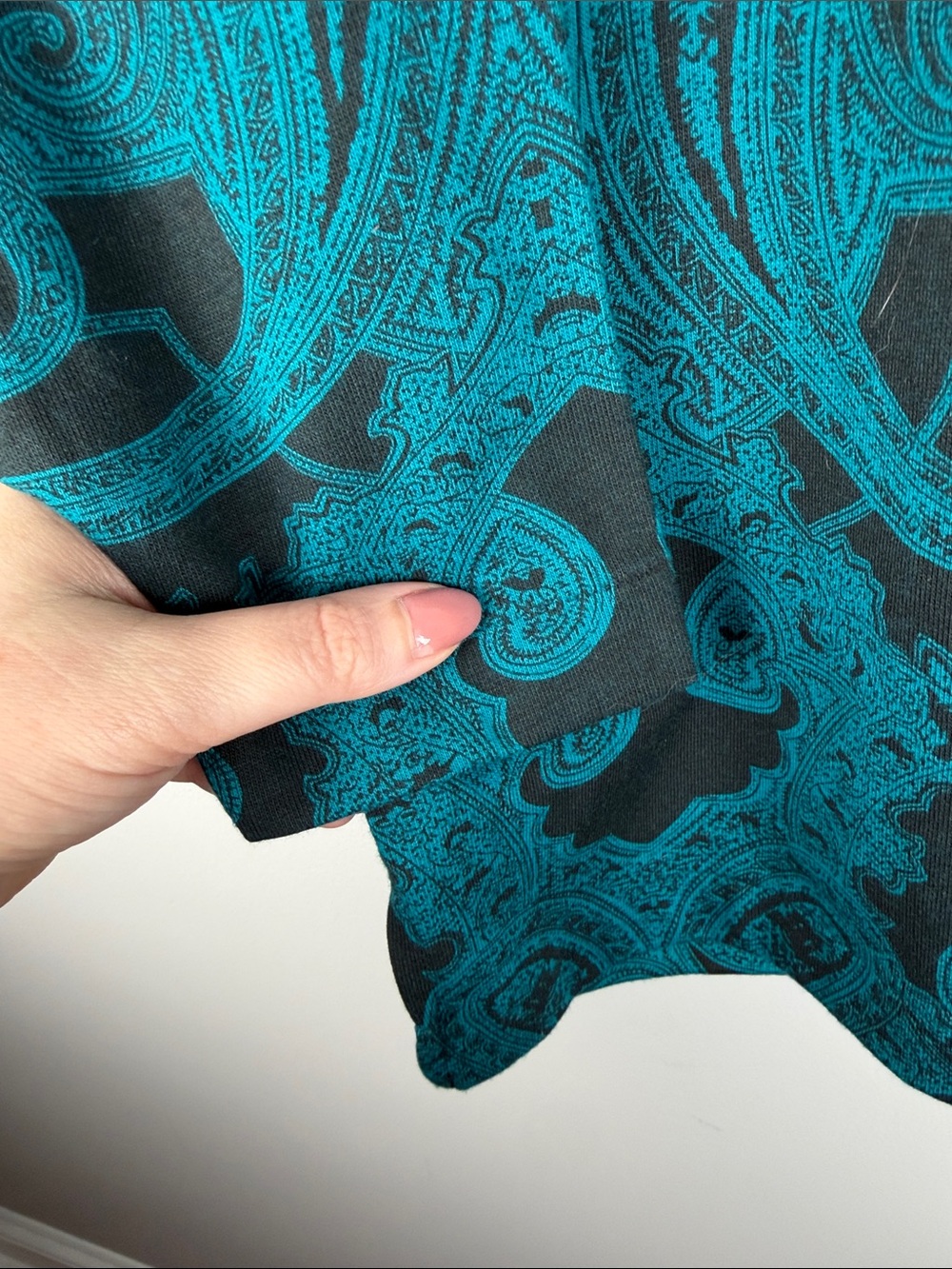 Vintage Duet Teal Paisley Tee Layering Whimsy Retro - Picture 4 of 8